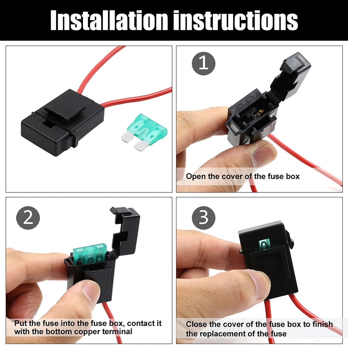 8 x 12-24V Plastic Wired Mini Inline Blade Fuse Holders for Universal Use