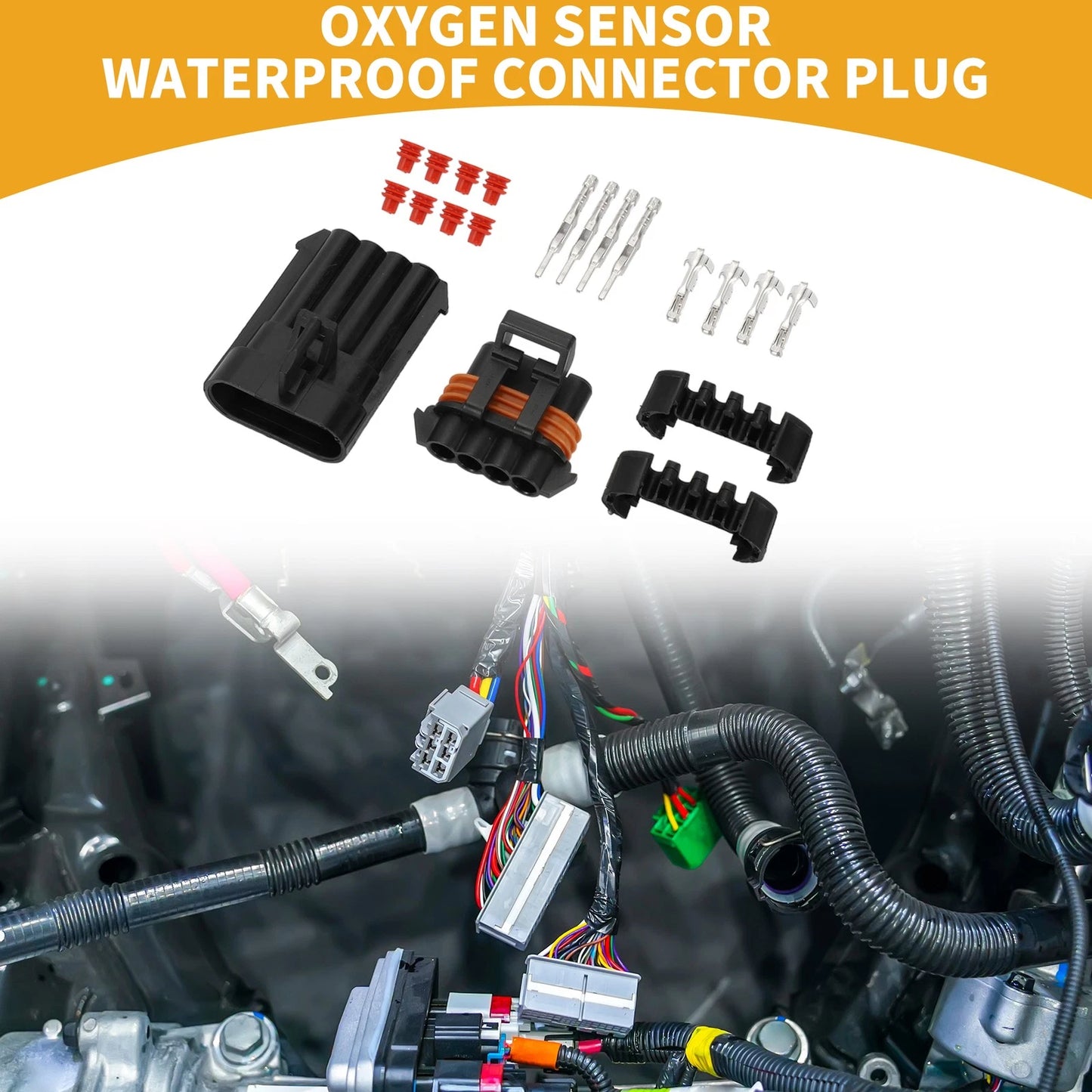 4 Pin Oxygen Sensor Waterproof Connector Plug / 1 Set / Plastic Black for Buick