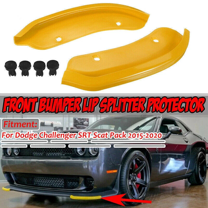 Yellow Front Splitter Bumper Lip Protector Set for Dodge Challenger SRT Hellcat
