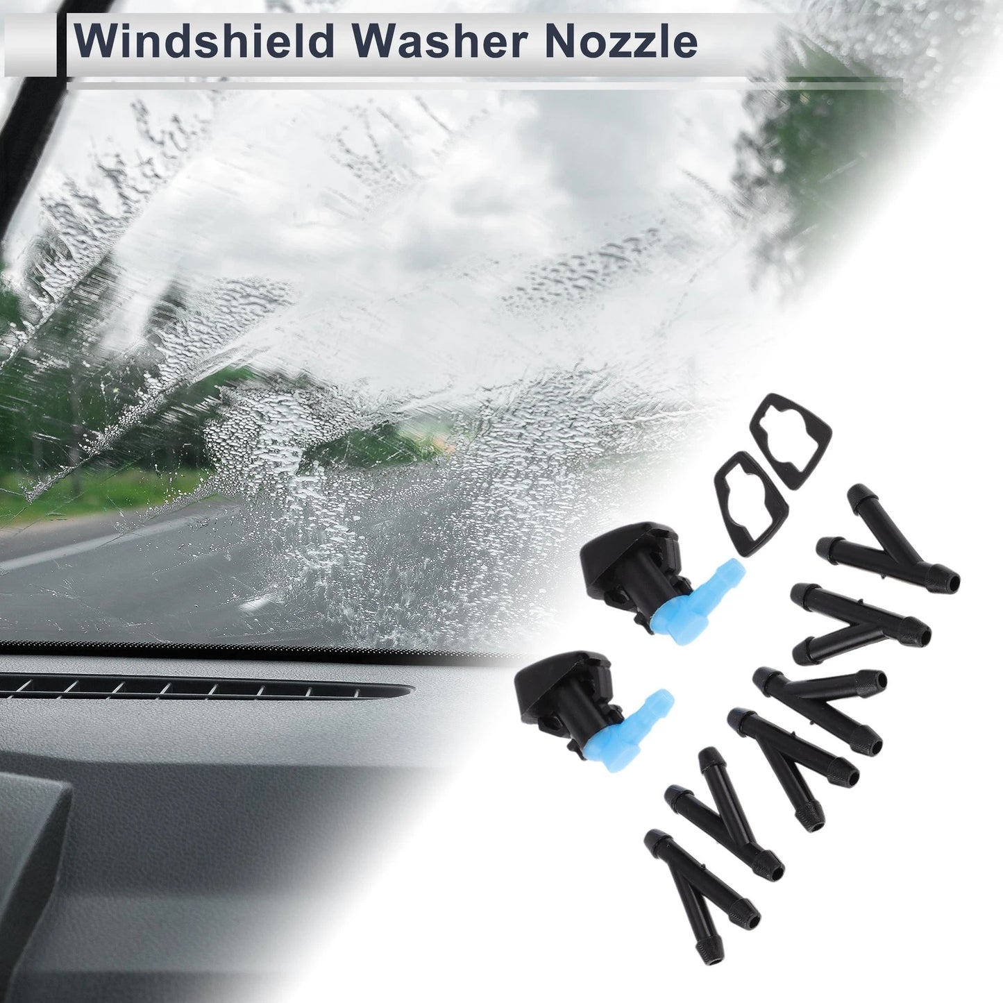 Windshield Washer Nozzle & 6 x Hose Connectors for Dodge (No.68081370AB)