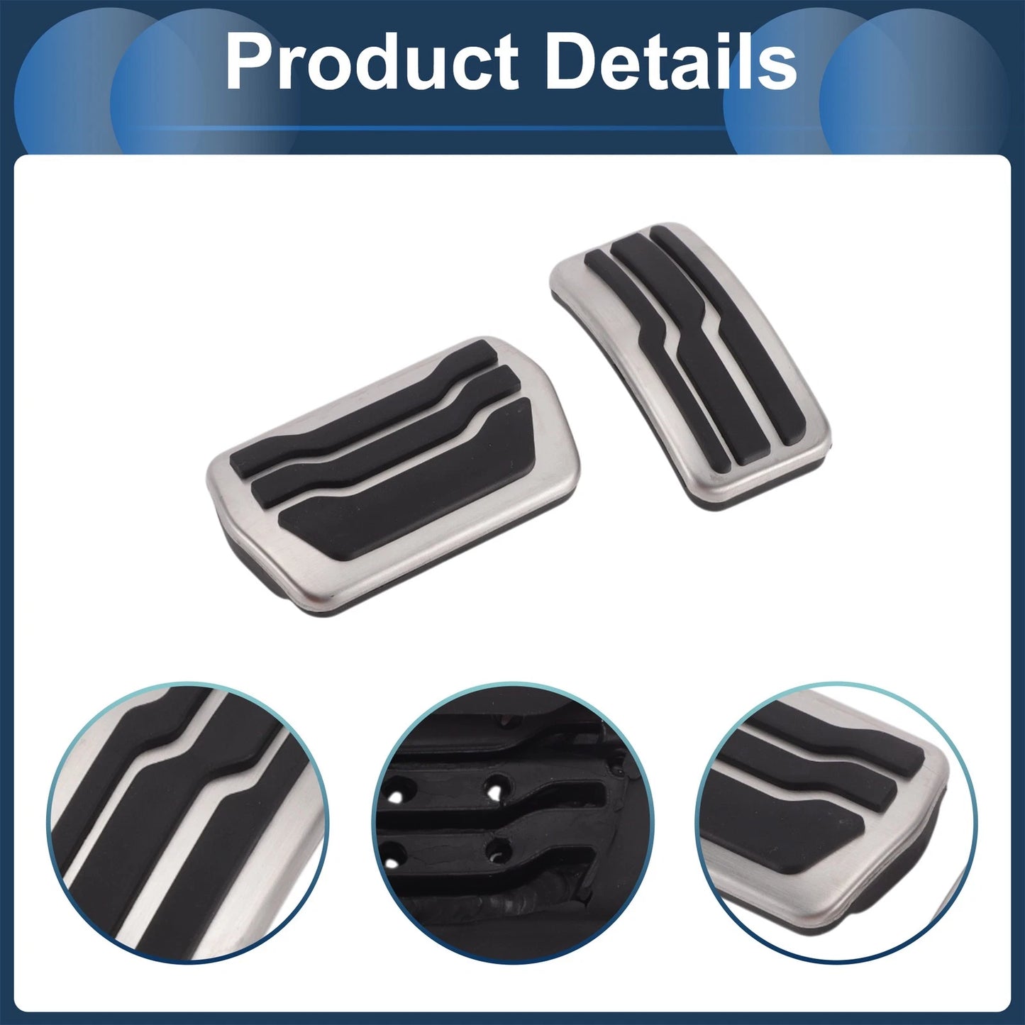 2 x Foot Accelerator Pedal Covers for Ford Focus (2011-2018) Silver Tone