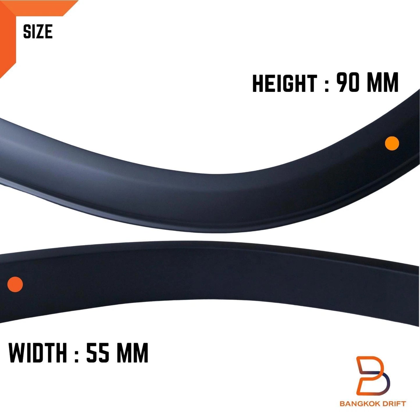 Front Set Slim Matte Black Fender Flares for Toyota Hilux Revo (2015-2020)