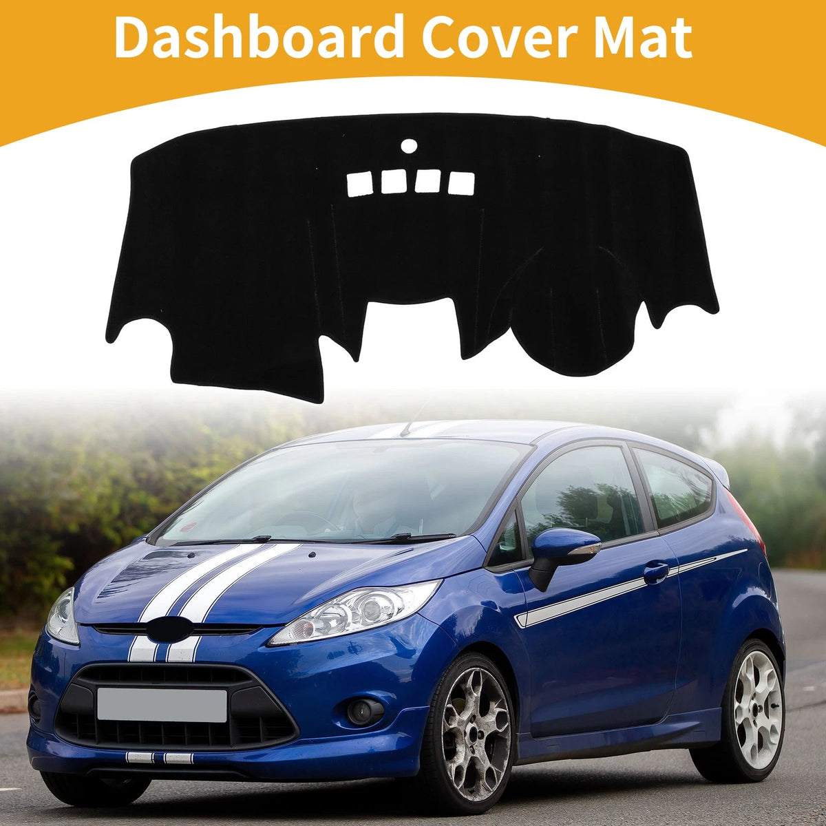 Dashboard Cover Mat for Ford Fiesta MK7 (2009-2017) Black 1 x Pc