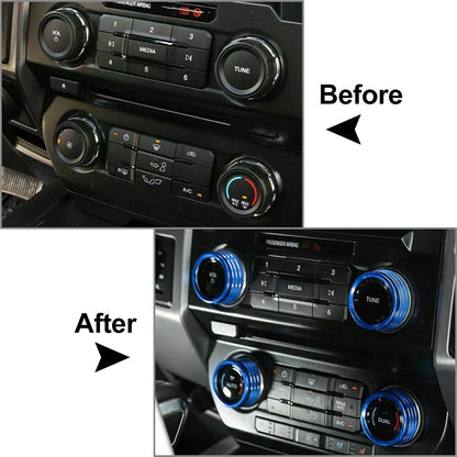 4 x Air Conditioner Switch CD Button Ring Trim for Ford F150 XLT (2015-2020)