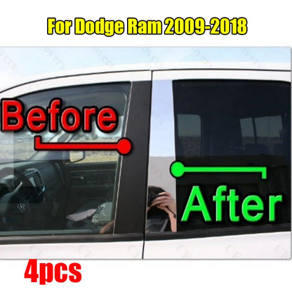 4 x Chrome Pillar Trim Door Cover Mirrored Post for Dodge Ram (2009–2018)