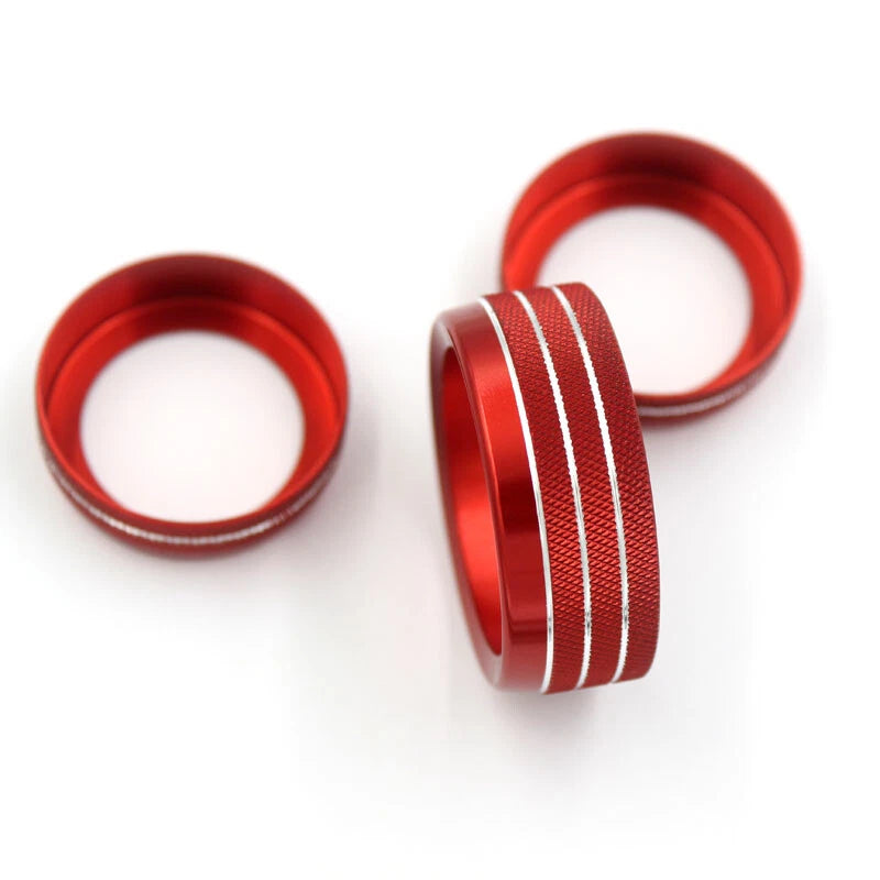 Red Aluminum AC & Radio Switch Knob Cover Bezels fit for Challenger 2015-2019