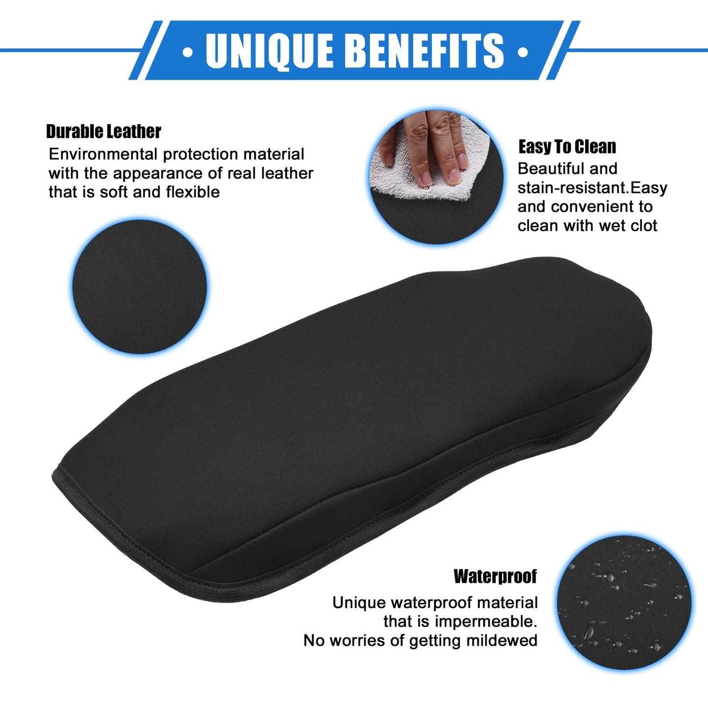 1 x Armrest Protector Cover Pad for Chevy Malibu Black (2016 - 2023)