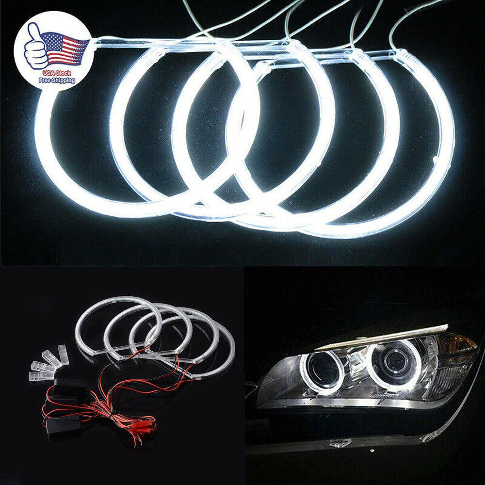 4PC LED Angel Eyes Lights for BMW E36 E38 E39 E46 Headlights (1992-2006)