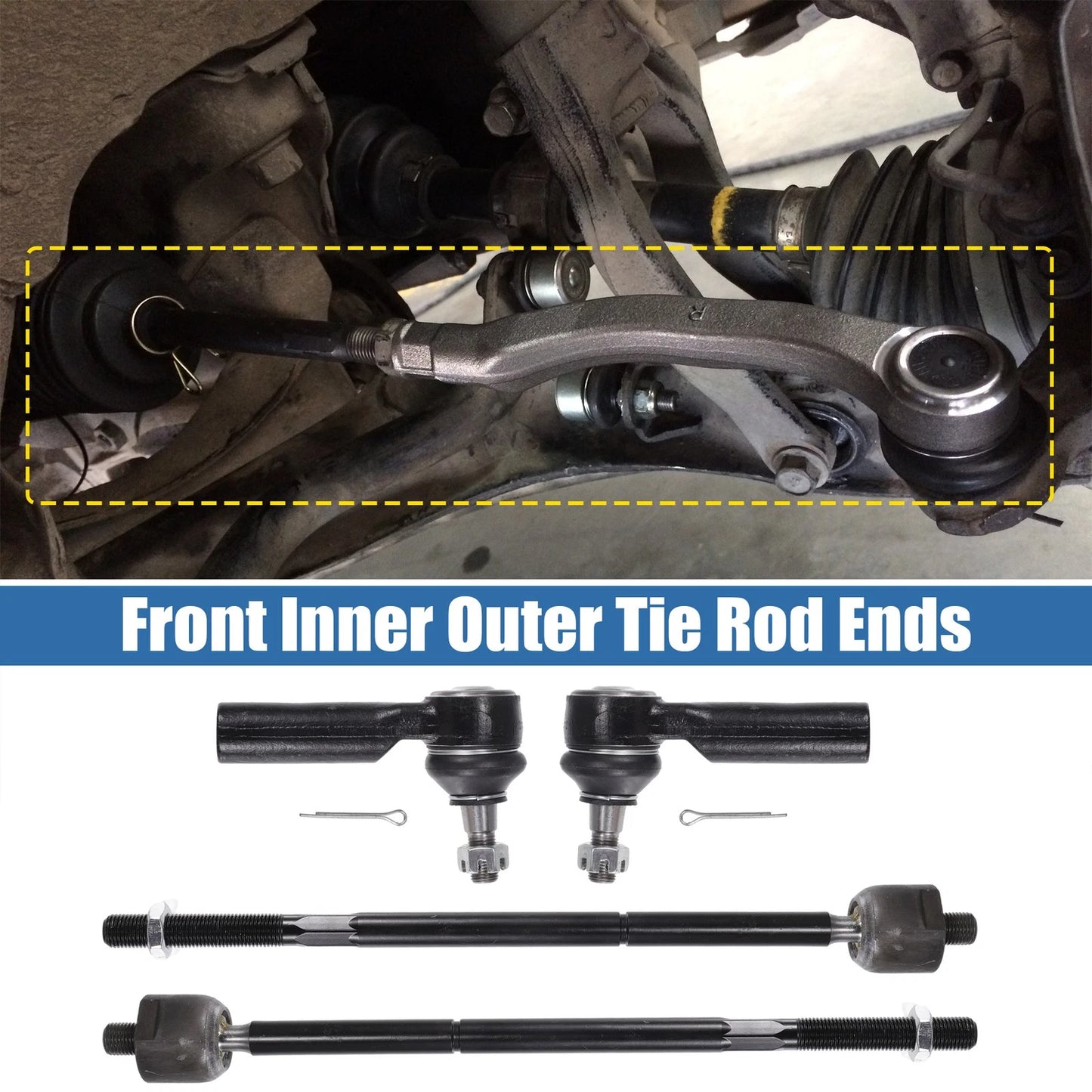 4 x Front Inner Outer Tie Rod End Links for Ford Escape (2009-2012)