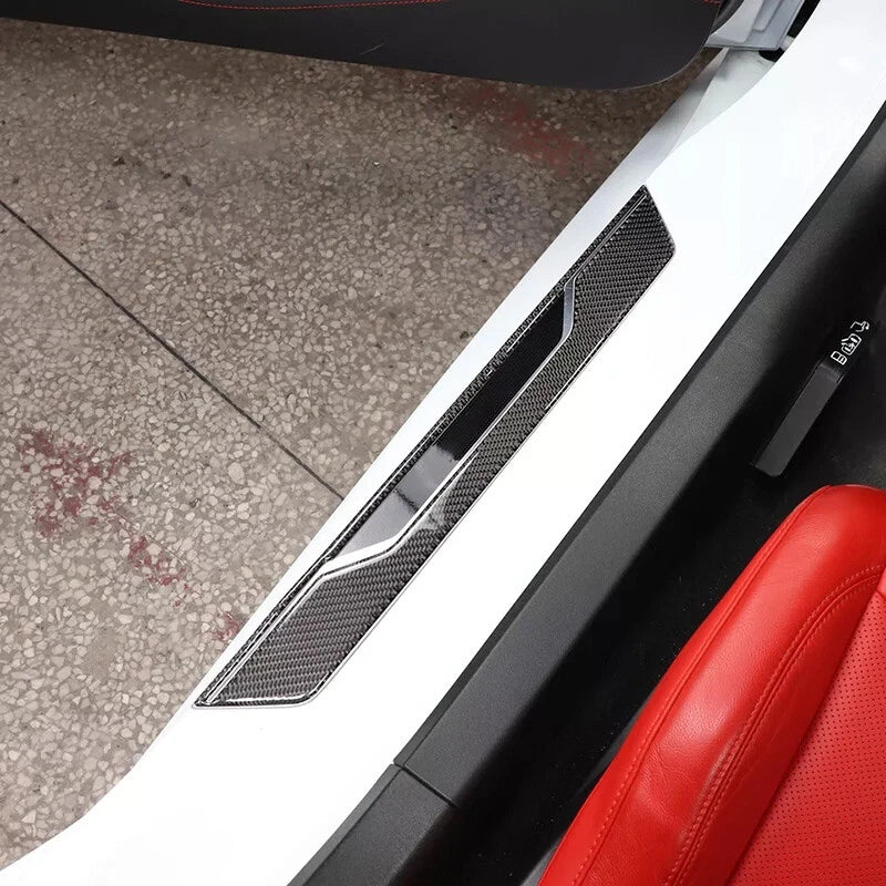 Door Sill Cover Scuff Plate Trim for Chevrolet Corvette C8 (2020-2023) Carbon Fiber