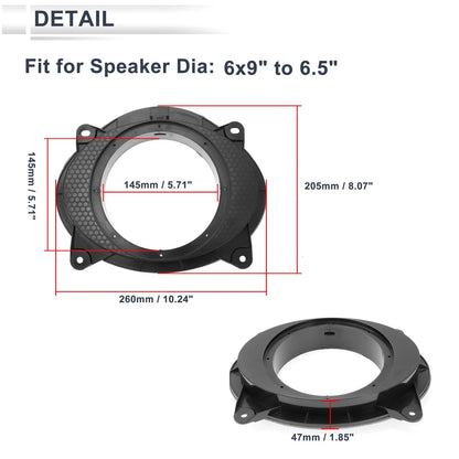 Speaker Spacer Adapter for Toyota 6x9" to 6.5" Speakers (2000-2023) 2 x Set