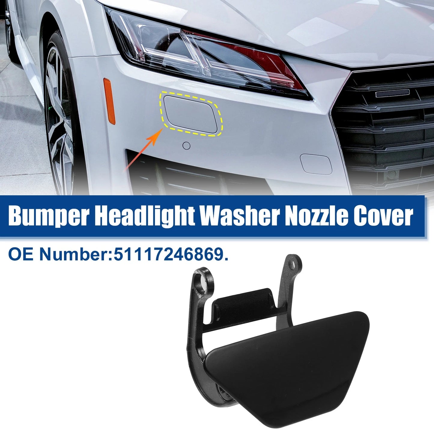 Headlight Washer Spray Nozzle Cover Cap for BMW 5 Series F10 Black