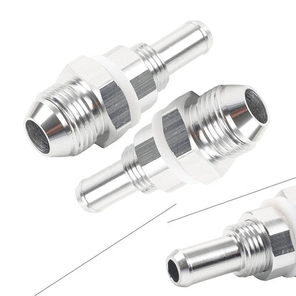 2 x 8AN Male Flare Bulkhead to 3/8" Hose Barb Fuel Tank Fittings for Universal