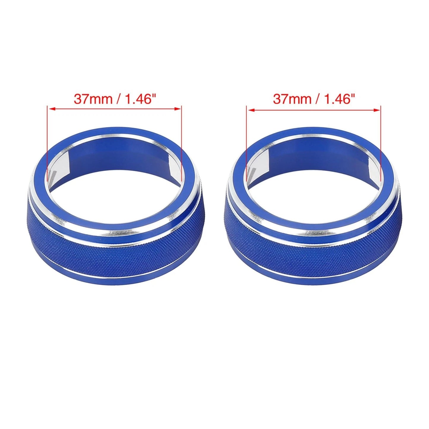 2 x Blue Climate Control Knob Ring Cover for Toyota RAV4 (2019–2021)