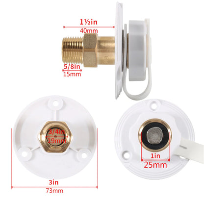 Brass Water Fill Inlet Flange with Check Valve for RV Camper