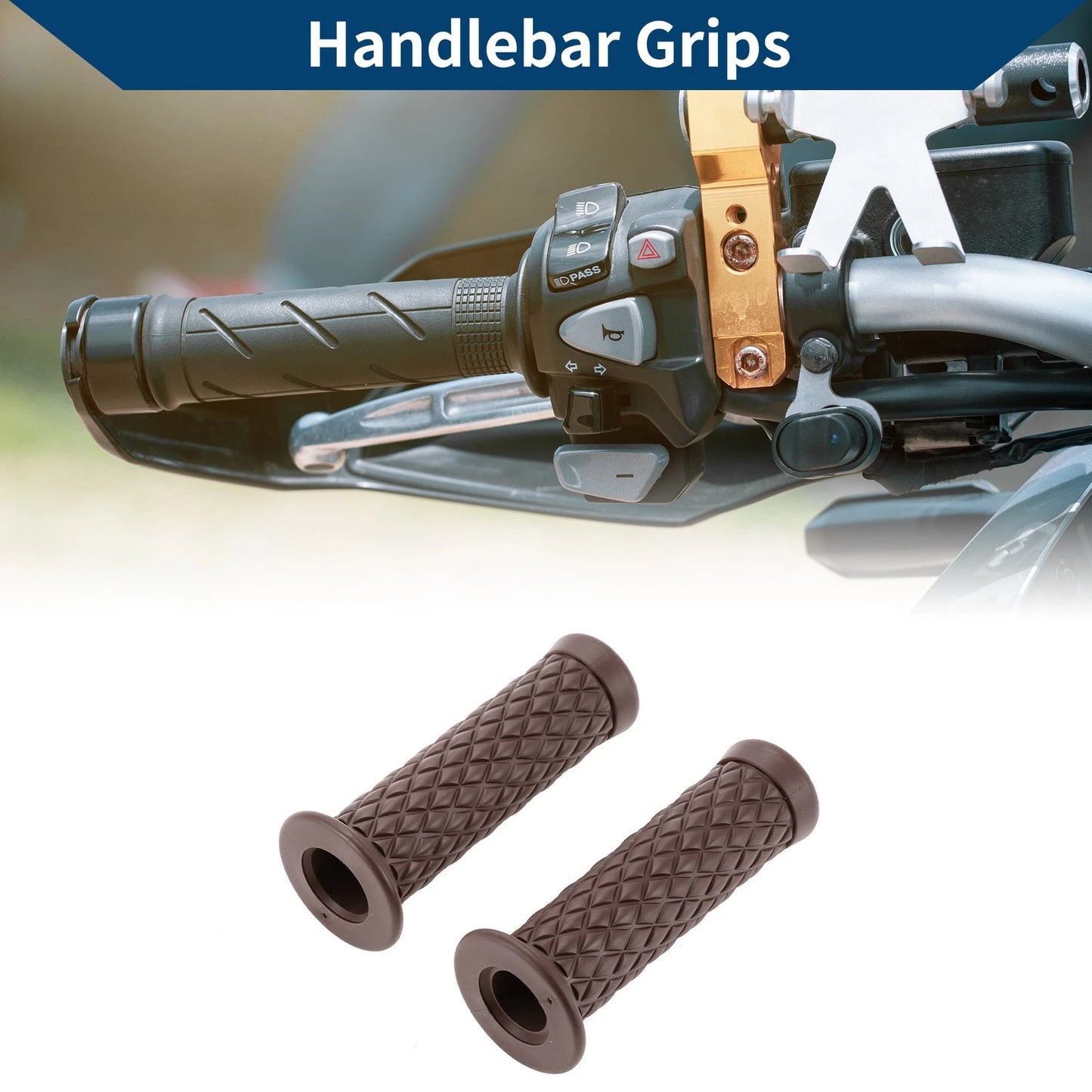 7/8" / 22mm / Hand Grips Rubber Coffee for Motorcycle