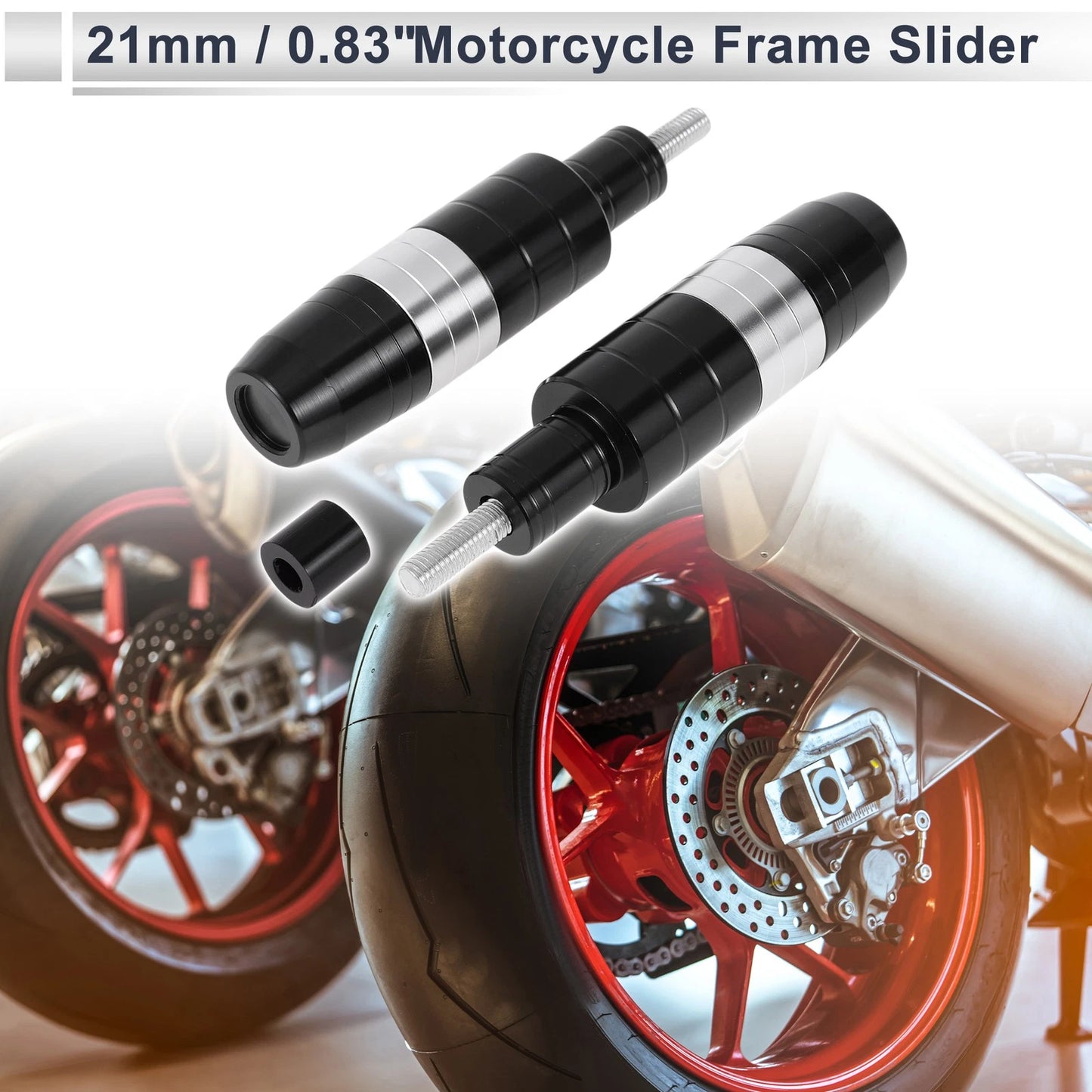 8mm Aluminum Alloy Motorcycle Slider Frame 2 x Pcs Silver Tone
