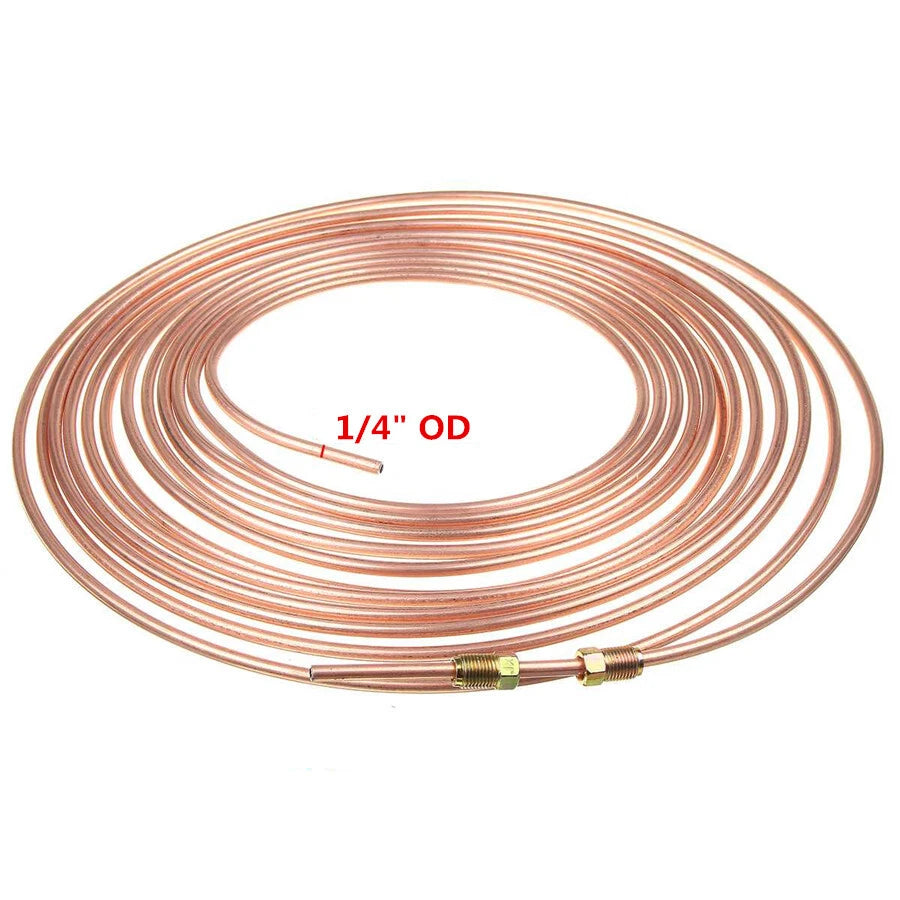 25ft Brake Line Tubing Kit 1/4" OD Steel Copper Nickel for Car (Various Years)