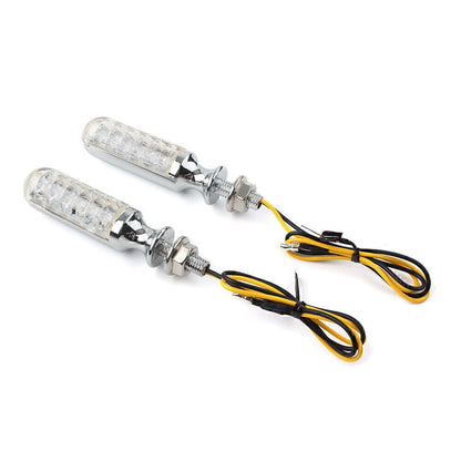 10mm Turn Signal Lights for Universal Motor - Amber Bulbs, Chrome