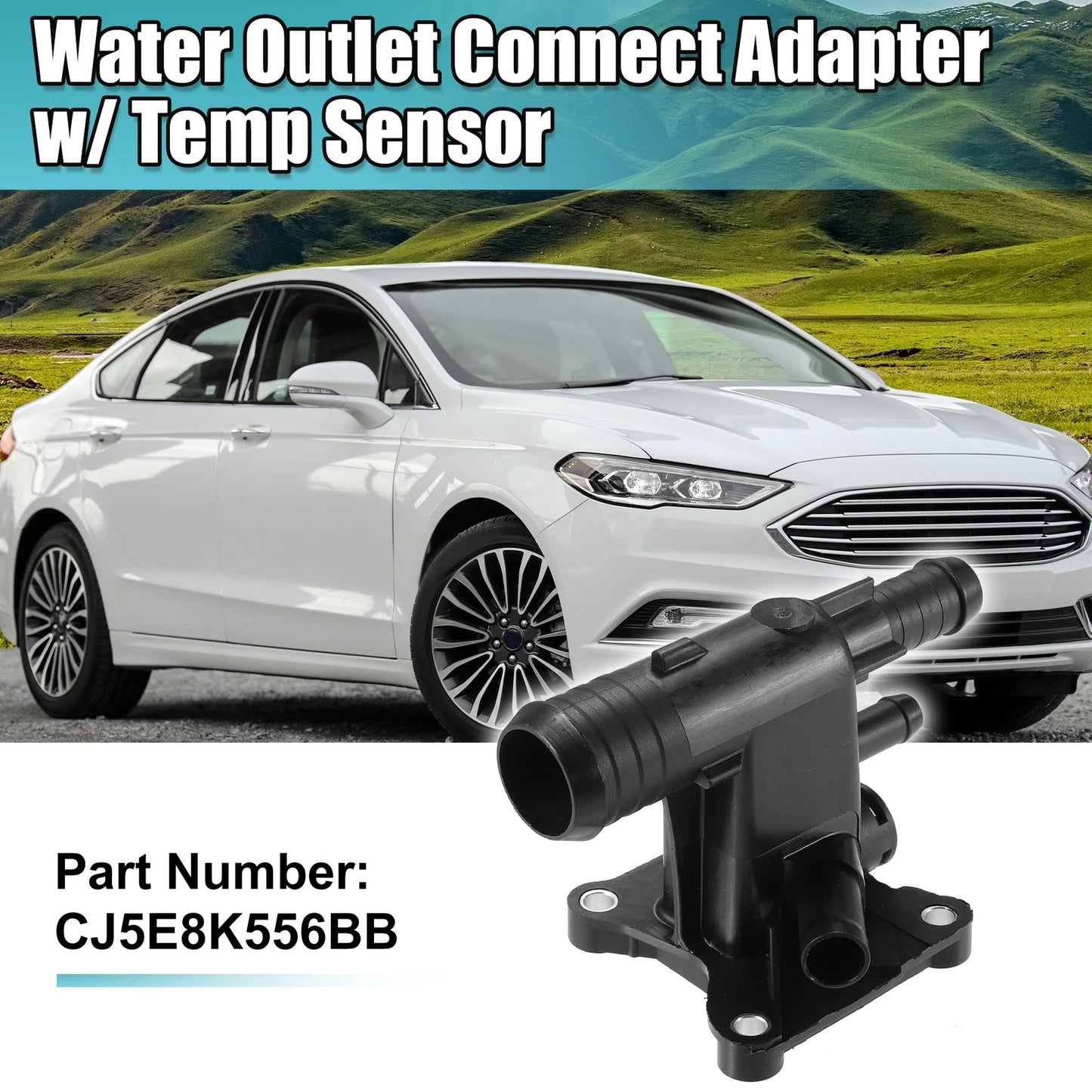 Engine Coolant Water Outlet w/ Temp Sensor for Ford 2.0 EcoBoost (2013-2023)