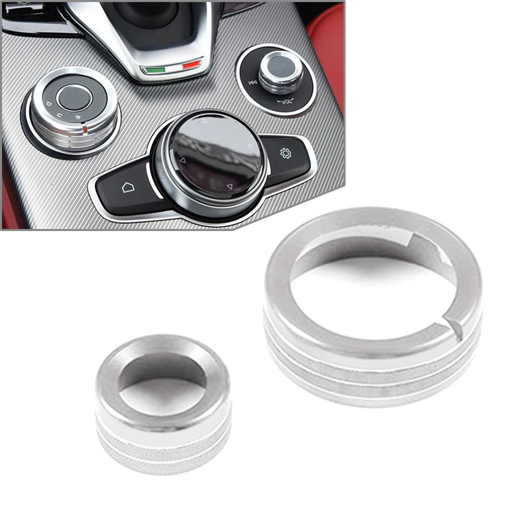 Alfa Romeo Giulia Stelvio Silver Central Control Multimedia Knob Ring (2020-2021)