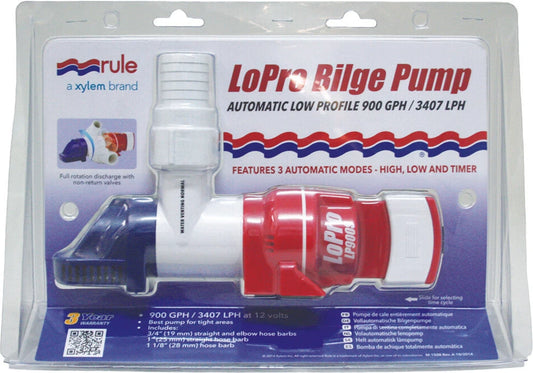 Rule LoPro Automatic Bilge Pump 900GPH for Rule, 3 Modes, Low Profile