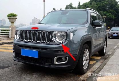 Head Light Cover Trim for 2015-2018 Jeep Renegade Front Lamp ABS 2 x (2015-2018)