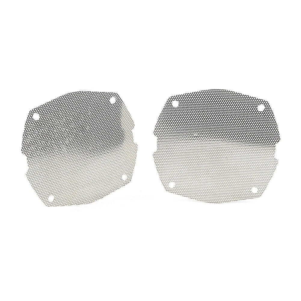 2 x Chrome Front Mesh Speaker Grilles for Harley Dresser FLH/T Electra Glide