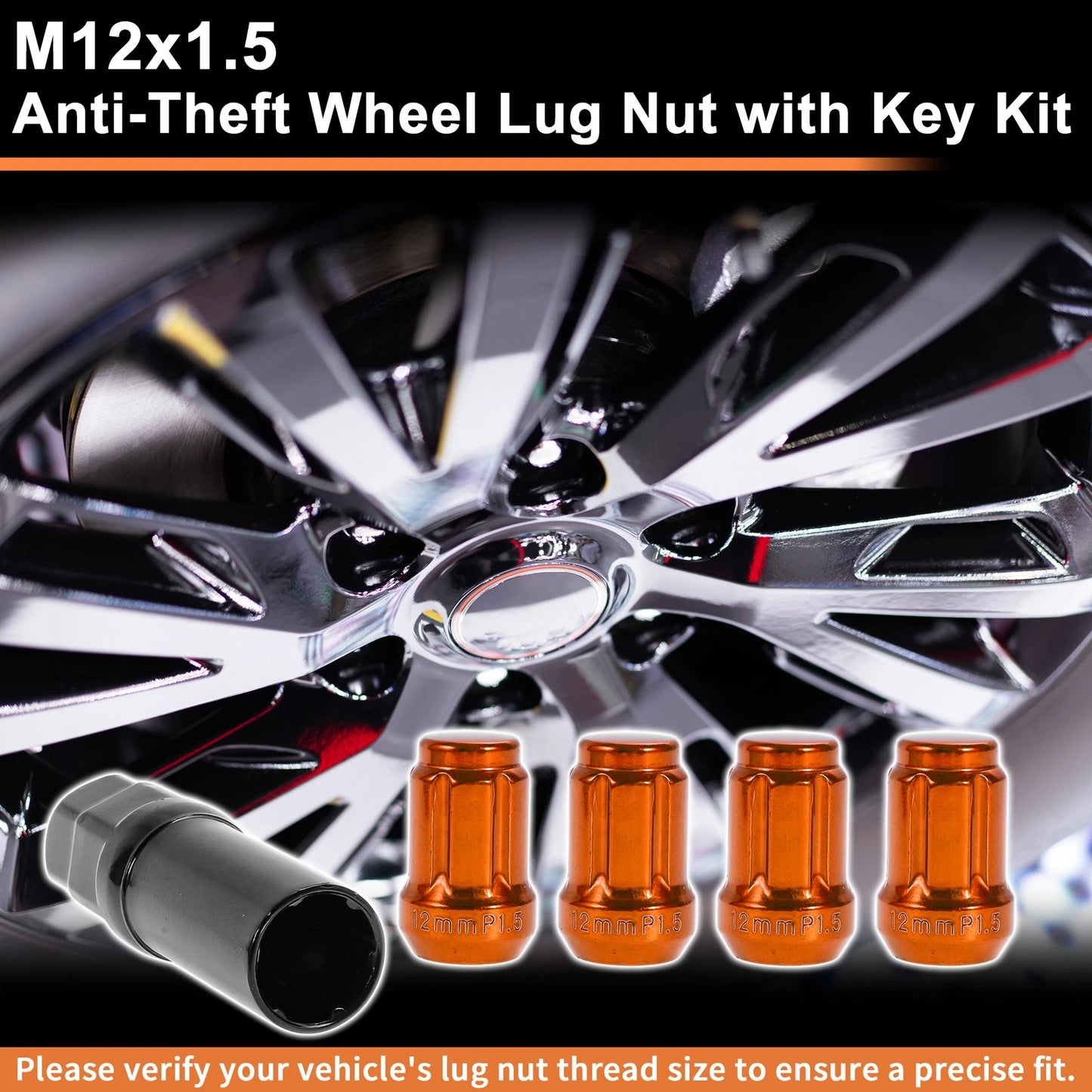 M12x1.5 / Tire Wheel Locking Nut for Honda Toyota