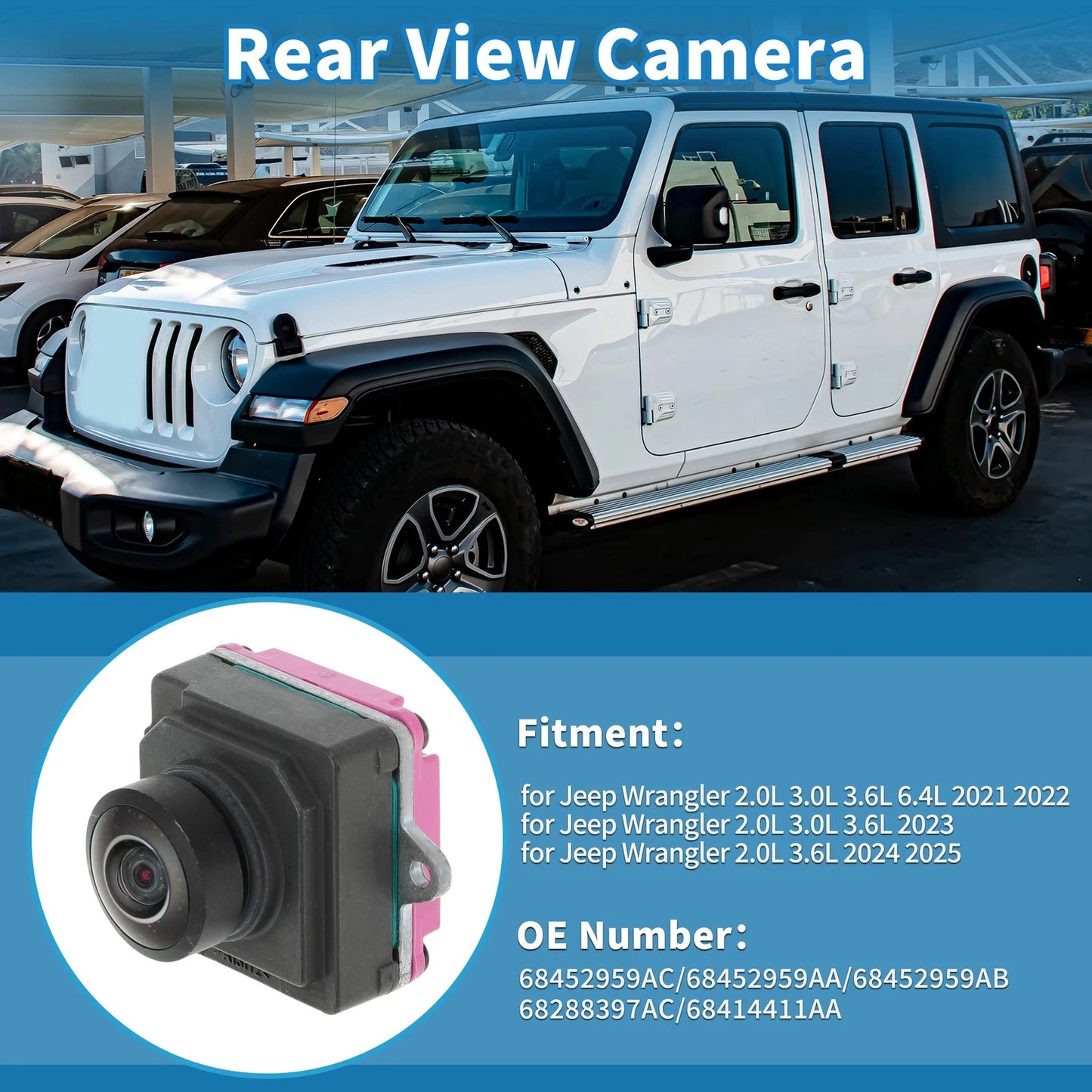 Rear View Park Assist Backup Camera for Jeep Wrangler (2021-2025)