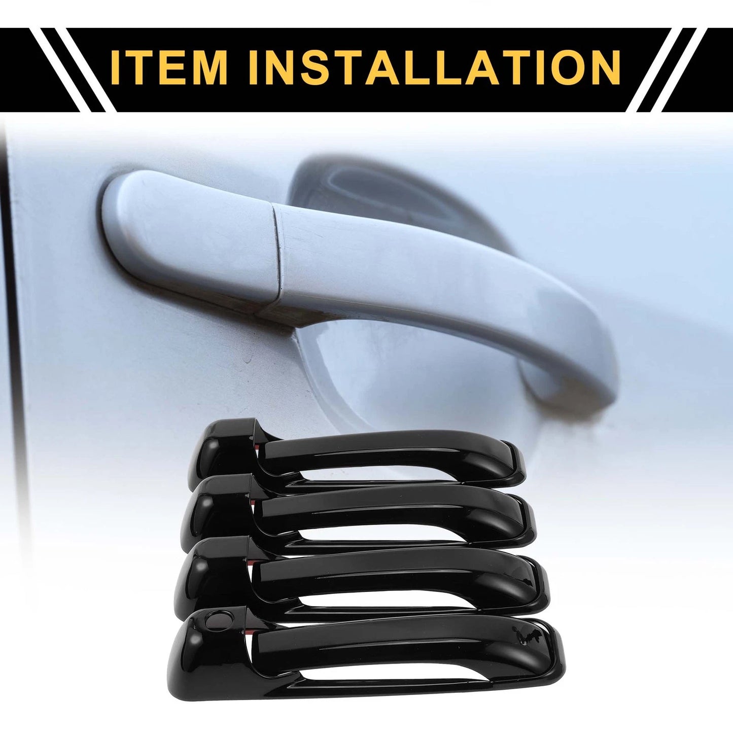 4pcs Exterior Door Handle Covers for Dodge Ram 1500 (2009-2018) ABS Black