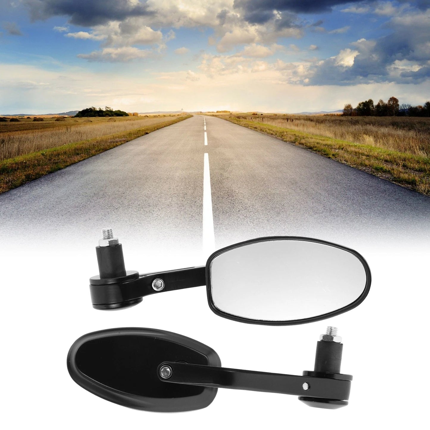 1 x M8 Motorcycle Rear View Mirrors Handlebar Mirrors Black Aluminum