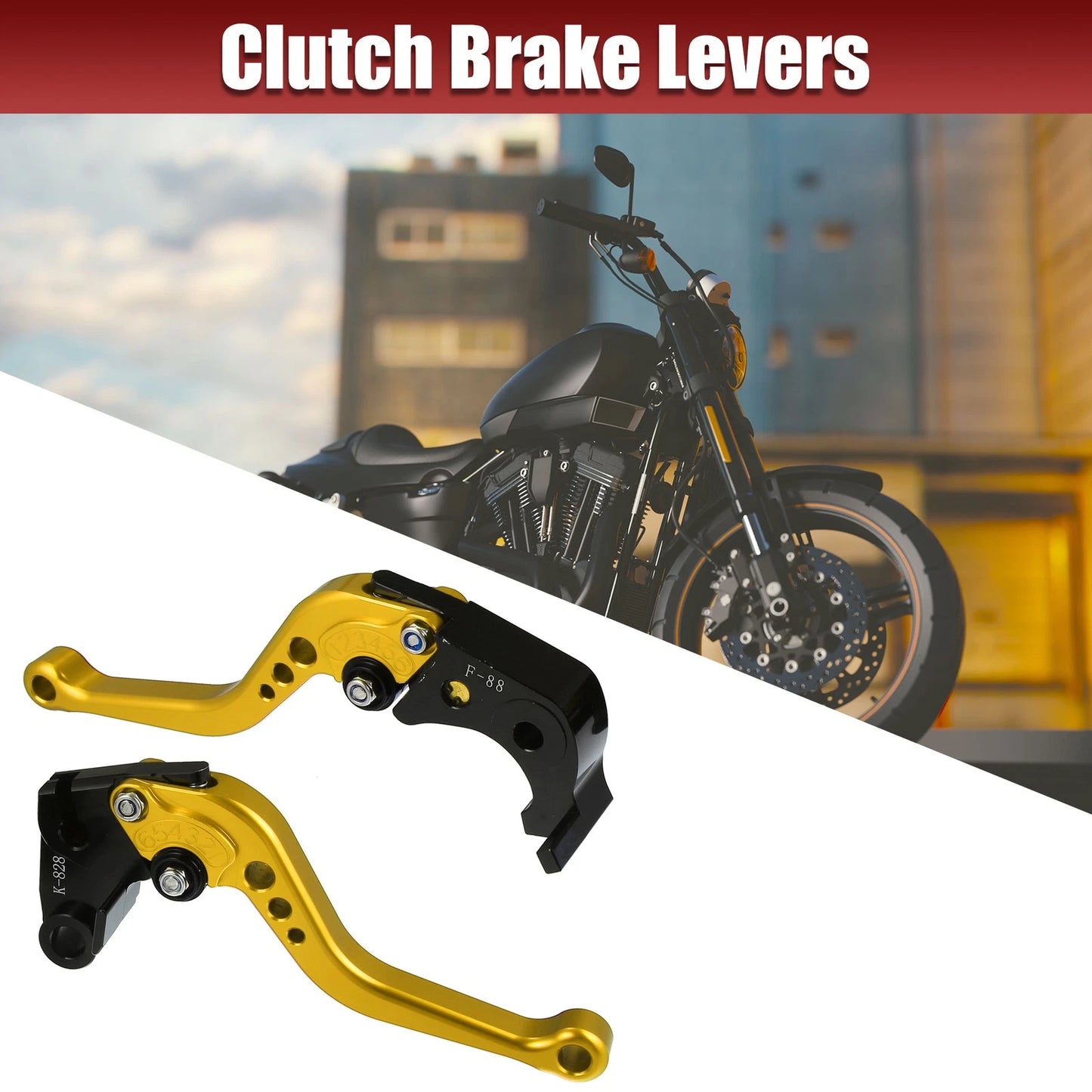 2 x Motorcycle Brake Clutch Levers Adjustable Folding for Kawasaki Gold Tone