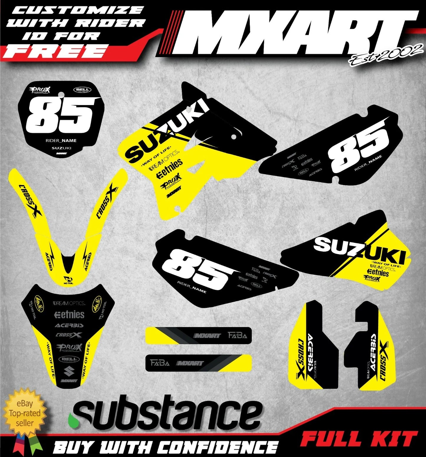 Custom Graphics Full Kit for Suzuki RM 85 (2000-2021)