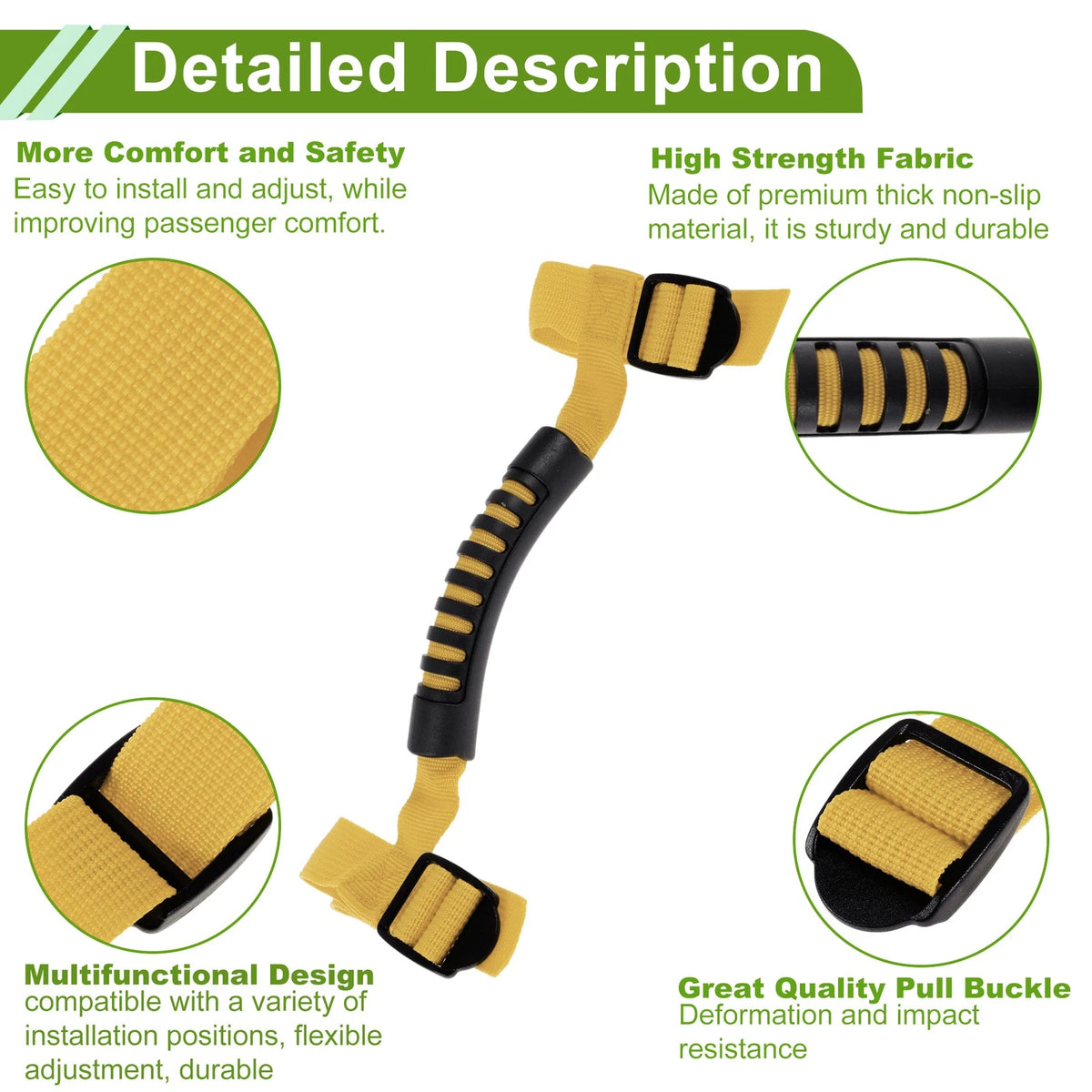 Roll Bar Grab Handles for Jeep Wrangler 1987-2021 - Yellow 2 x Handles