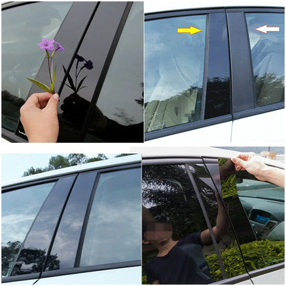 6 Pcs Black Window Pillar Post Door Cover Decals for Infiniti Q50 (2014-2022)