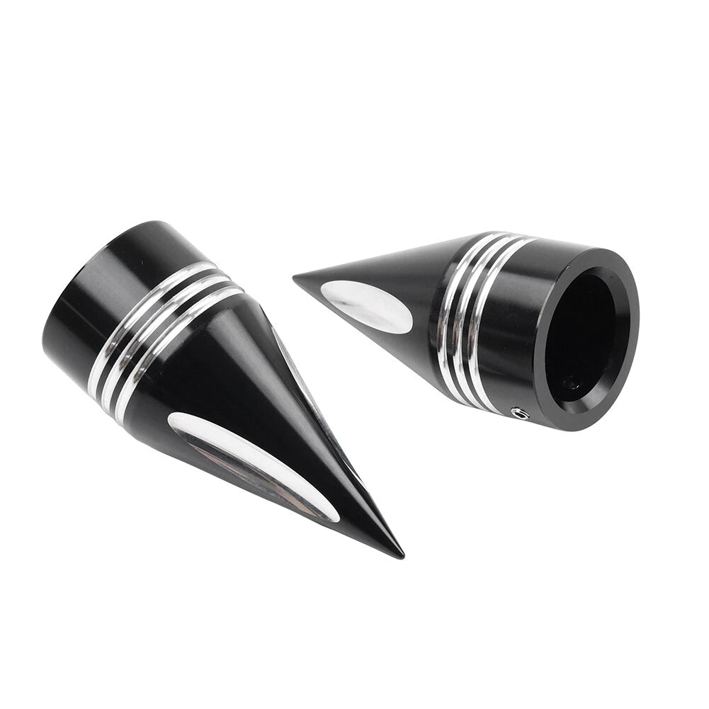 Black & White Spike Front Axle Cap Nut for Harley Touring Dyna Sportster