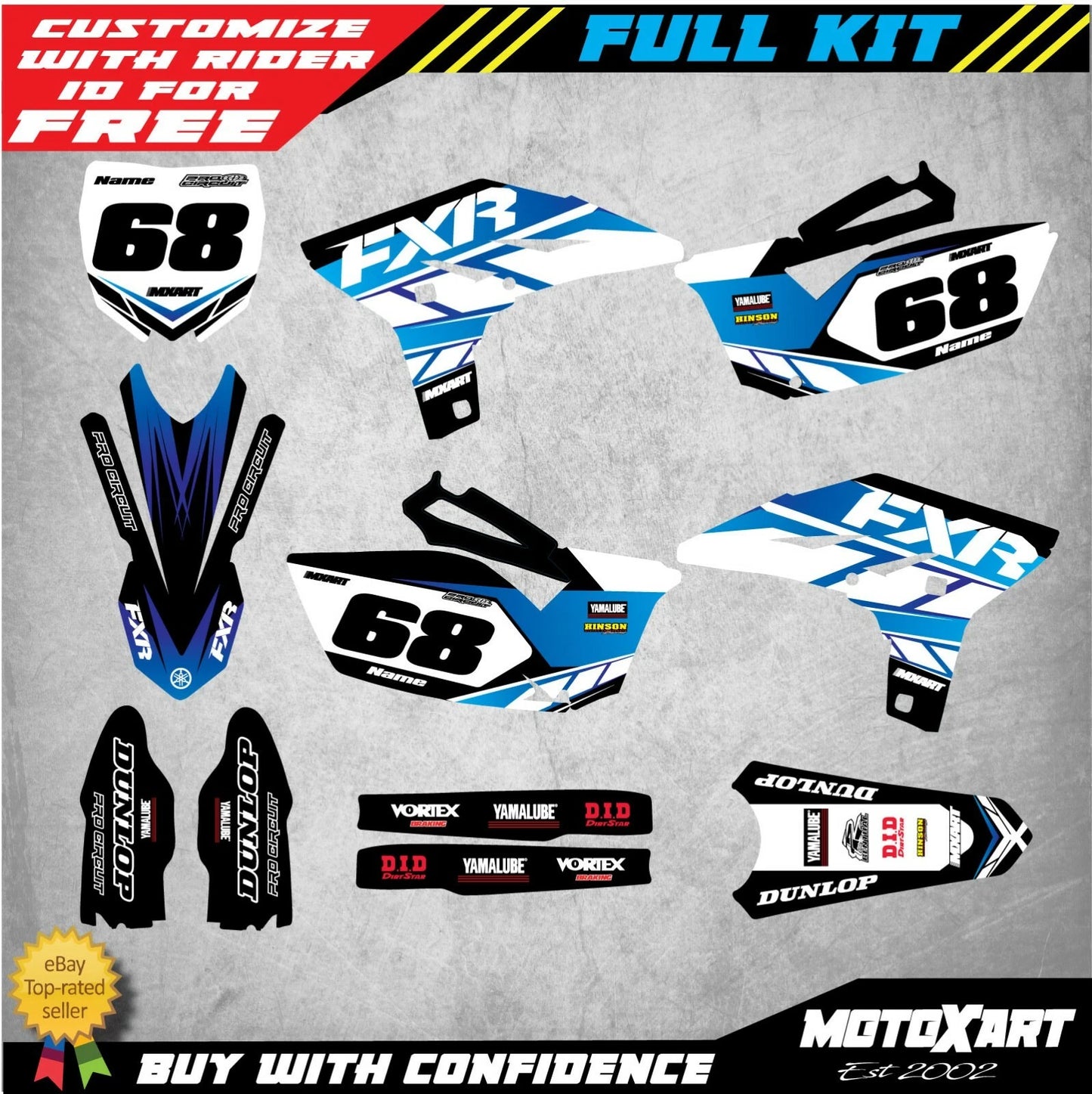 Custom Graphics Full Kit for Yamaha YZF 250 (2010-2013) OUTLAW STYLE Stickers
