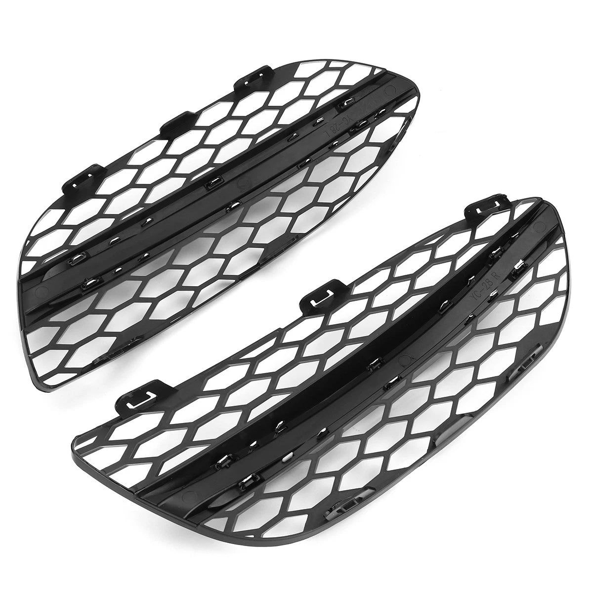 BLk w/Silver Fog Light Cover Grille for Benz C Class W205 C300 (2015–2018)
