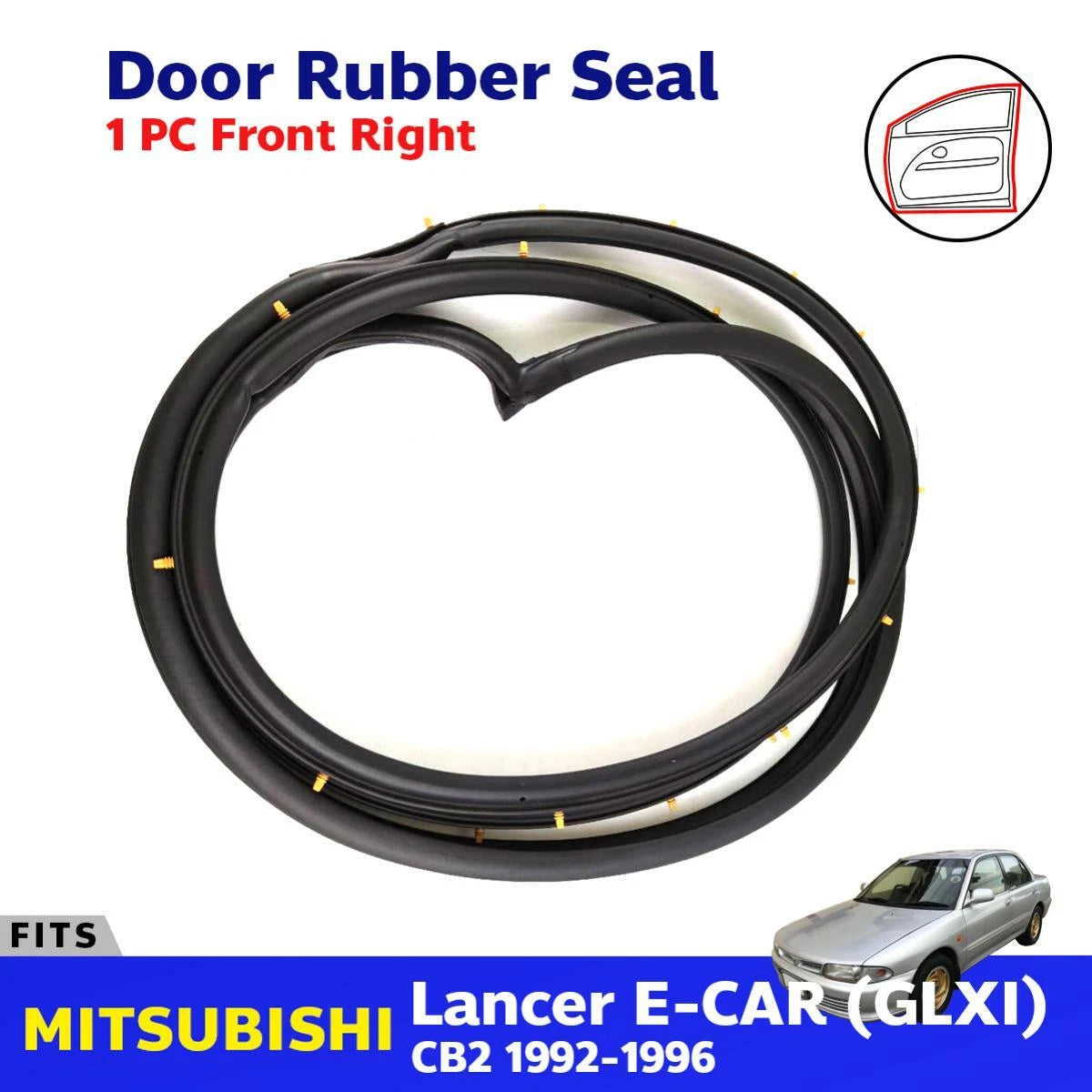 Door Rubber Weatherstrip Front RH Fits Mitsubishi Lancer E-CAR CB2 Sedan 1992-96
