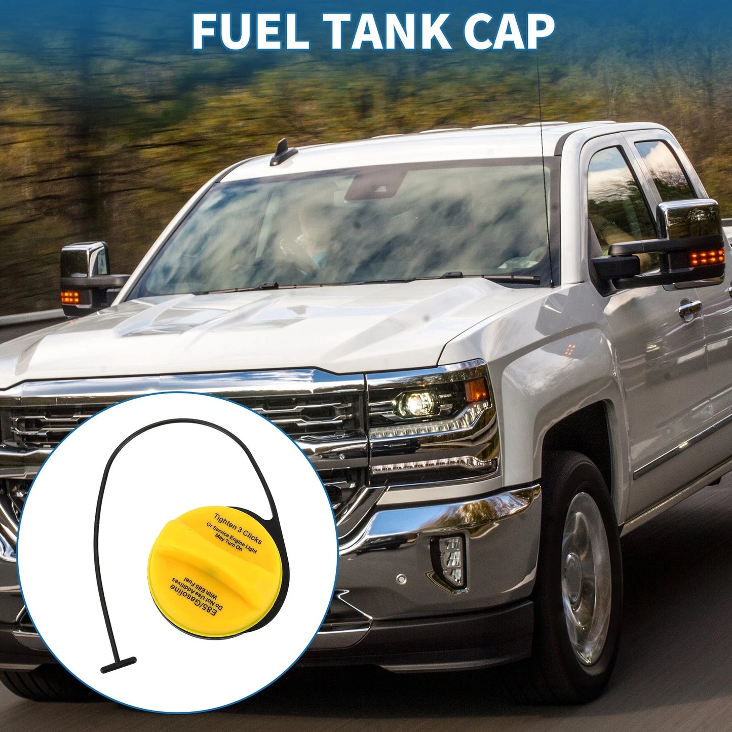 Gas/Fuel Filler Cap for GMC Sierra 1500 Black White Yellow