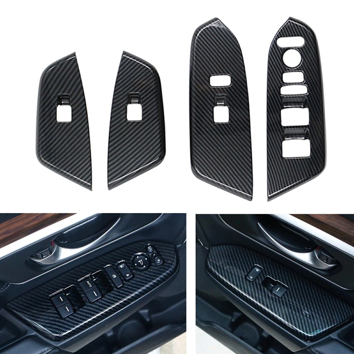 4 x Carbon Fiber Window Control Switch Trim for Honda CR-V (2017-2022)