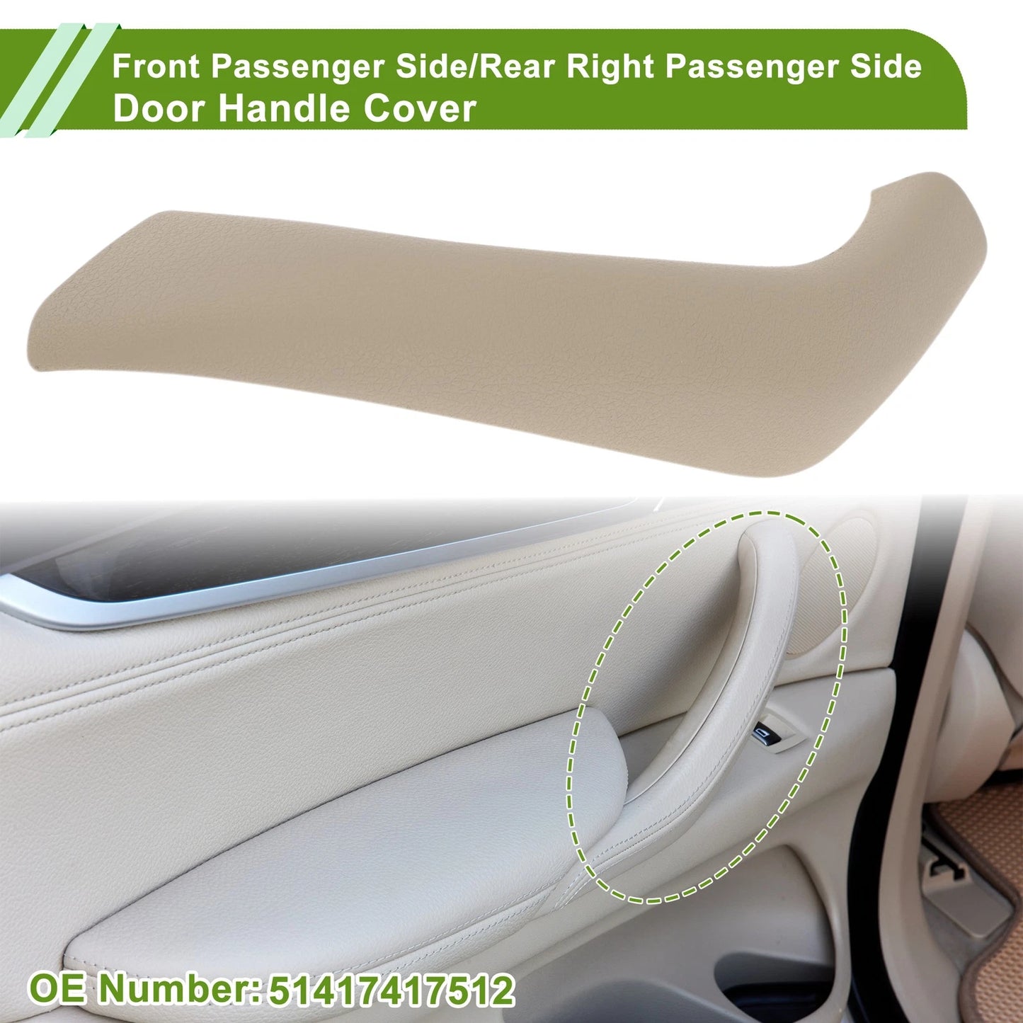 Beige Door Panel Handle Pull Trim Cover for BMW X1 F48 F49 (2015-2020)