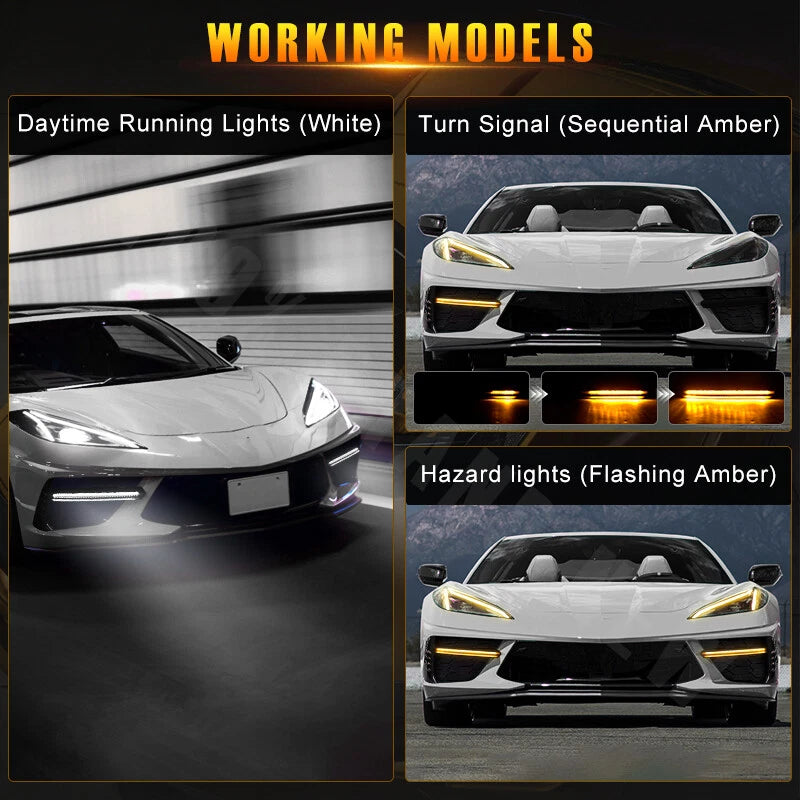 Carbon Flash LED Fog Light Bars for Corvette C8 Stingray (2020-2023)