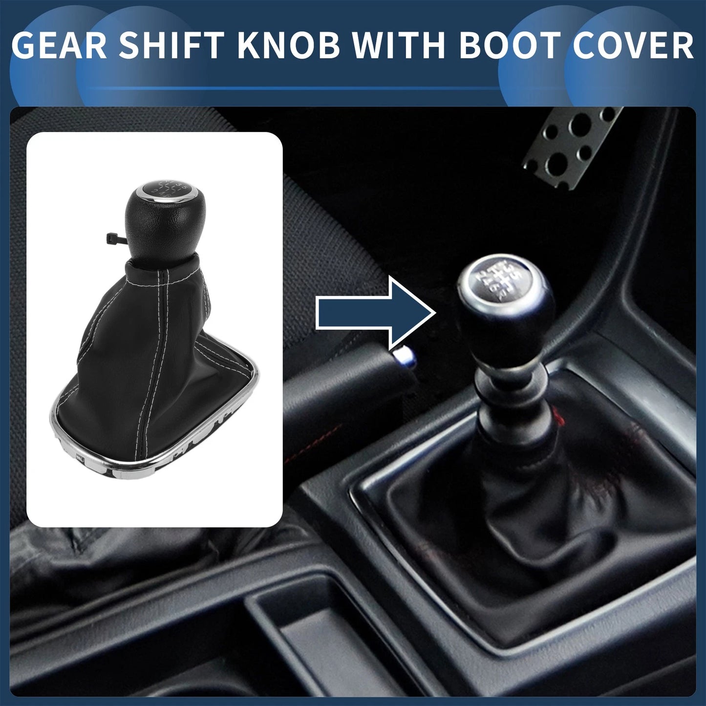 6-Speed Gear Shift Knob with Cover for Chevrolet Cruze (2010-2015) Faux Leather