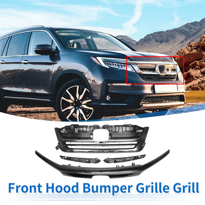 Front Bumper Grille for Honda Pilot 2019-2020 Black 1 Set