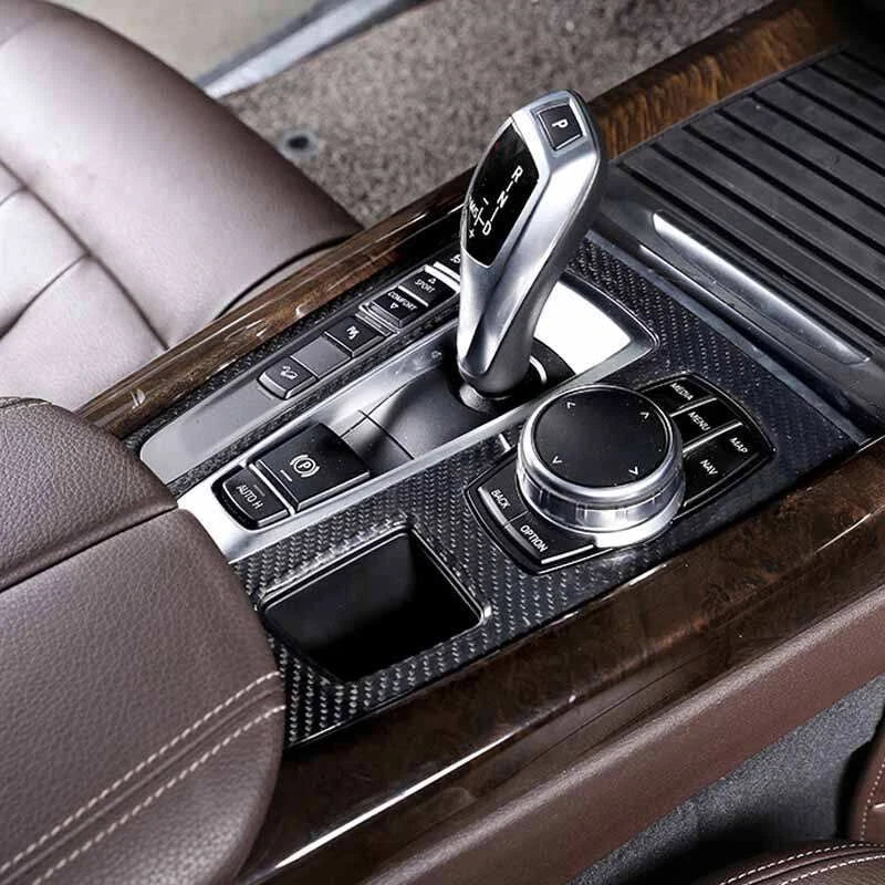 Real Carbon Fiber Center Console Gear Shift Panel Trim for BMW X5 F15 2014-2018