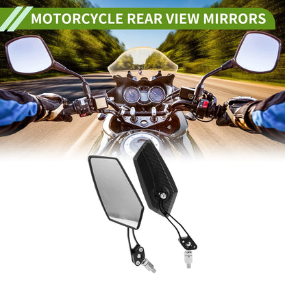 M8/M10 Rear View Mirror Polygonal Shape Black Carbon Fiber for Motorcycle