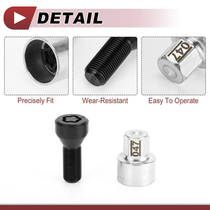 Set of 1 Wheel Lock Lug Nut Anti-theft Key Socket M14*1.25 for BMW
