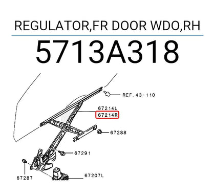 Door Window Regulator for Mitsubishi Mirage A10, Attrage A13 (2013-2022)